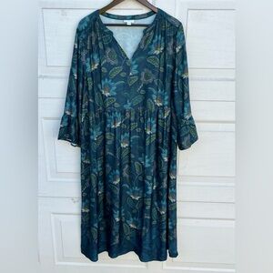 Women's J.Jill green floral maxi dress L